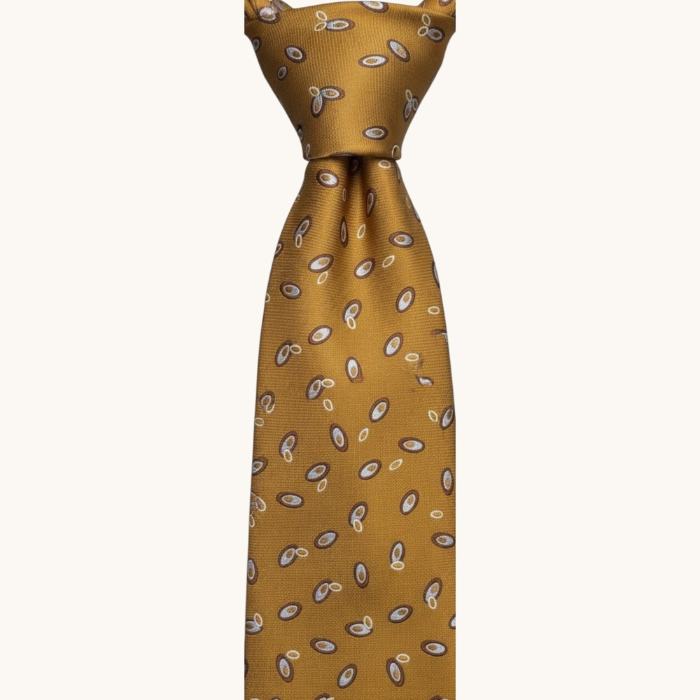 Robert Talbott‎ Tie Men Gold Silk Geometric Best Class Handsewn USA 3.75" Width